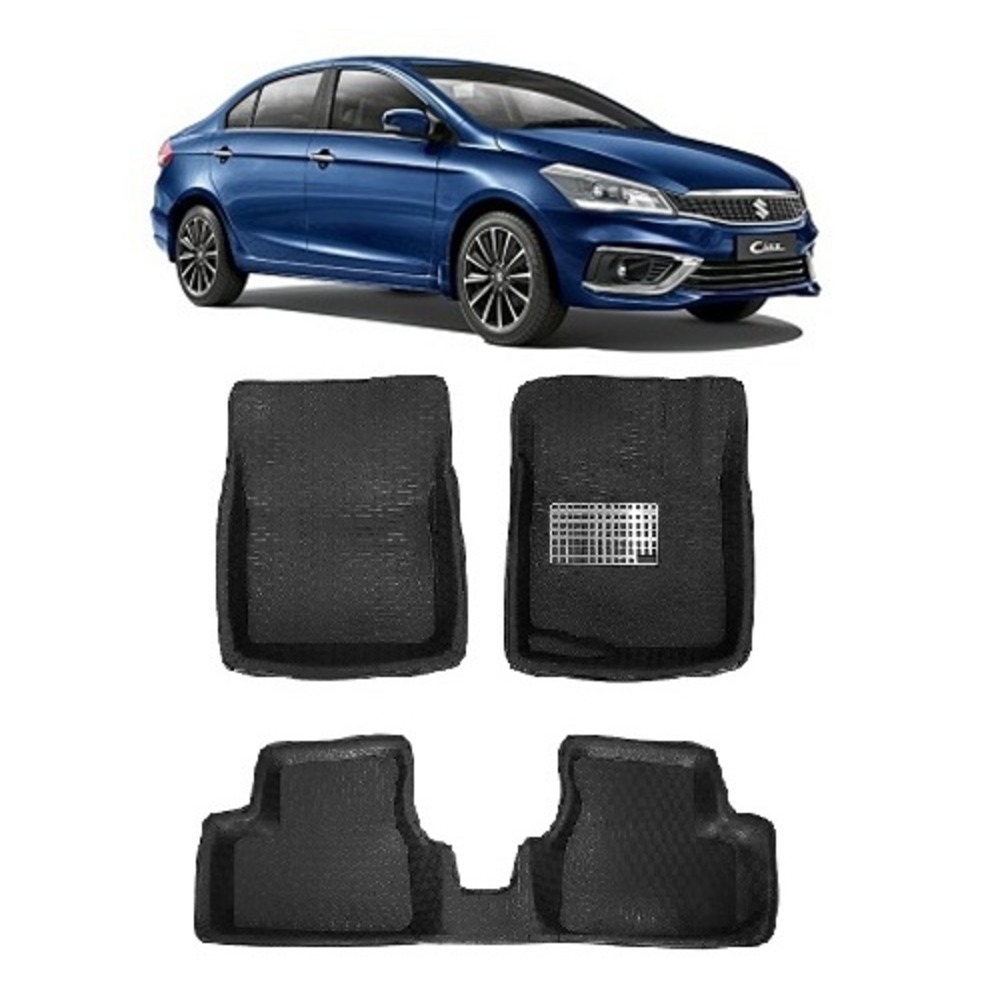 4.5D Car Floor Foot Tray Mats for Ciaz  - Black